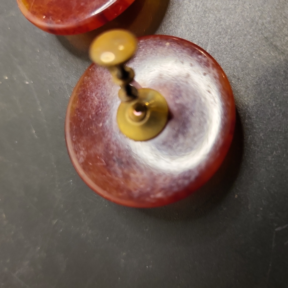 Vintage Bakelite Plastic Screwback Earrings 1.25" - Picture 4 of 7